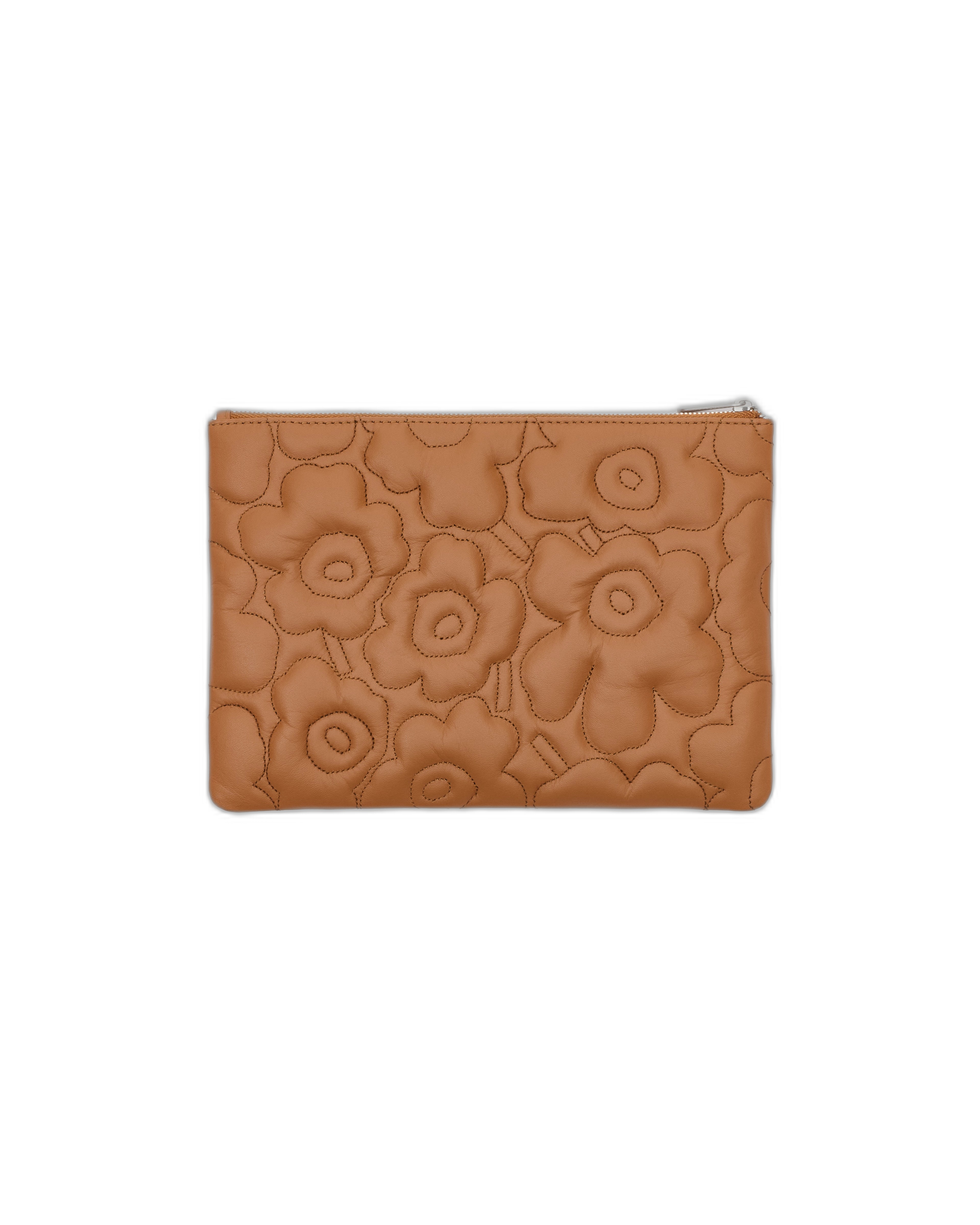 Marimekko Pouch Bag Unikko — Brown Quilted Leather