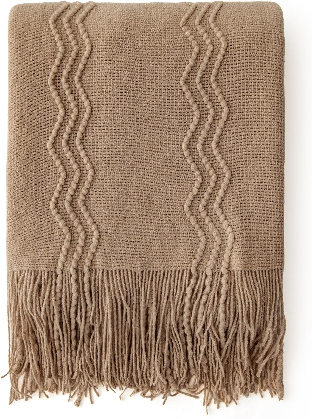 MIULEE Knitted Throw Blanket with Tassels