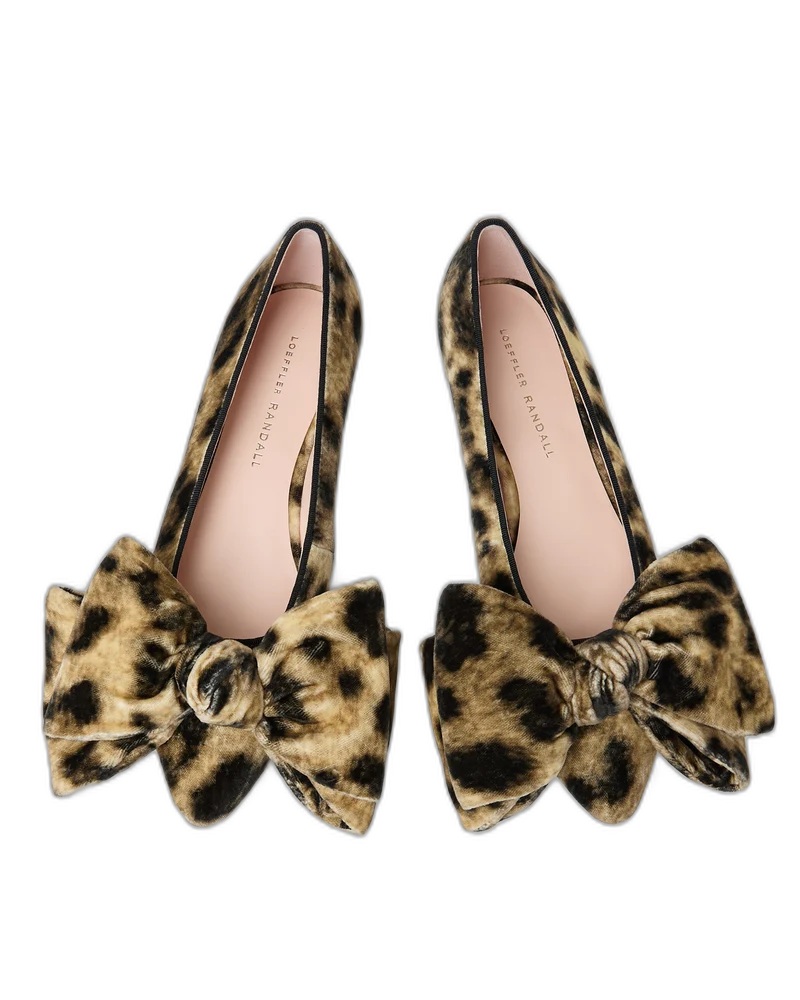 Loeffler Randall Noa Leopard Velvet Bow Flat