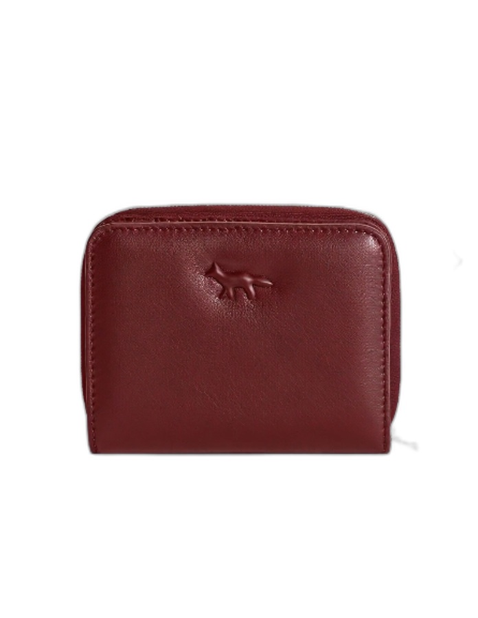 Maison Kitsuné Profile Fox Zipped Wallet — Dark Burgundy