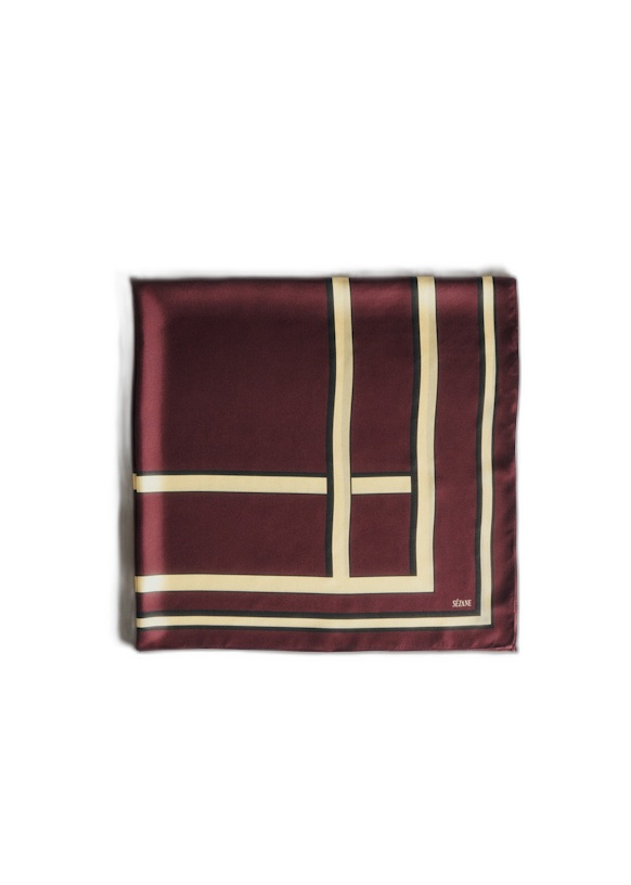 Sézane Cleonie Silk Scarf — Bordeaux Stripe