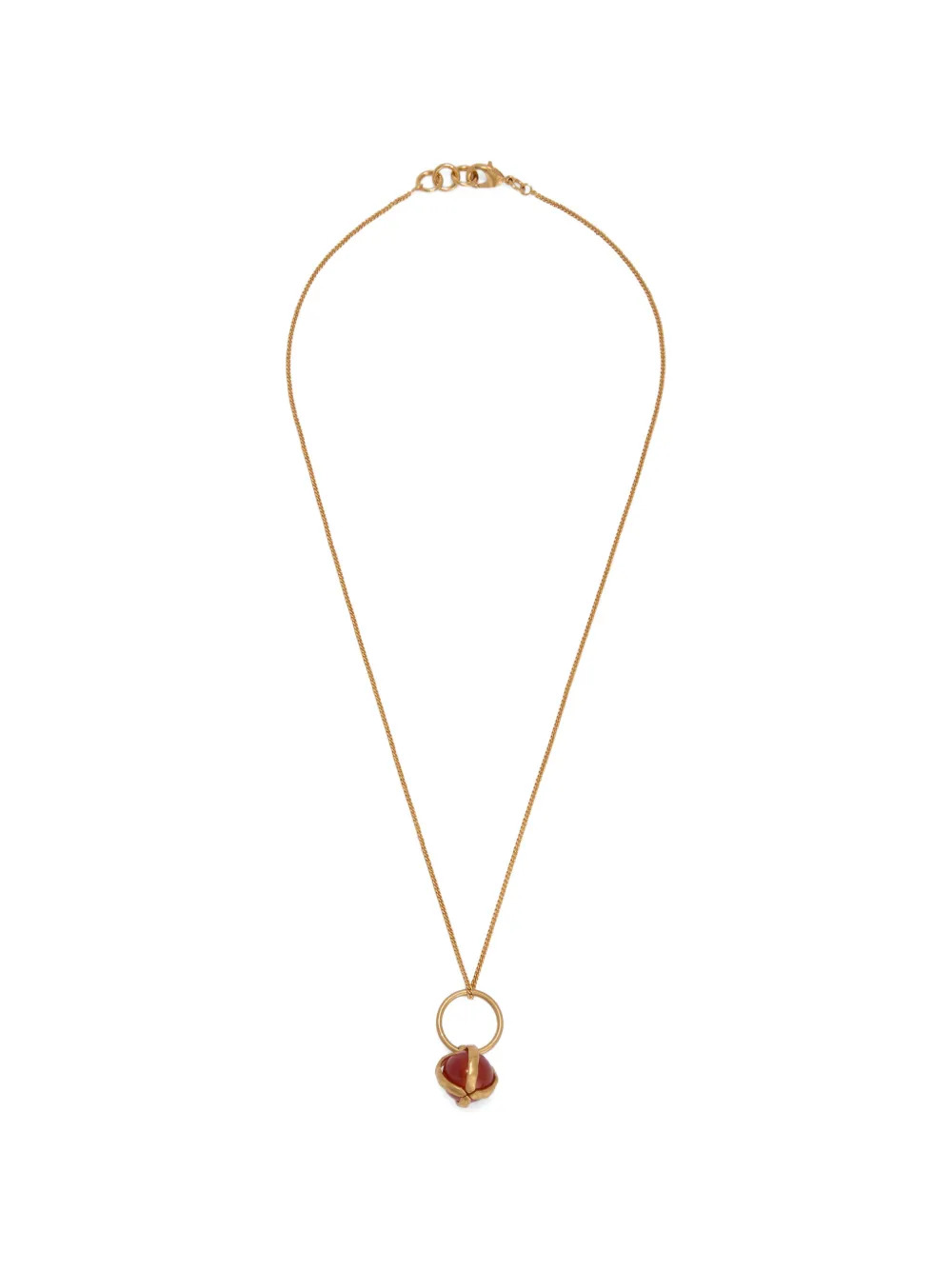 Jil Sander Agate-Pendant Brass Necklace