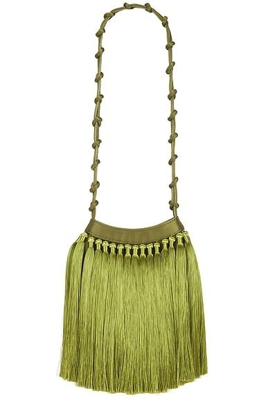 SIMONMILLER Tassel Knotty Bag in Moss green — The Intended Gift