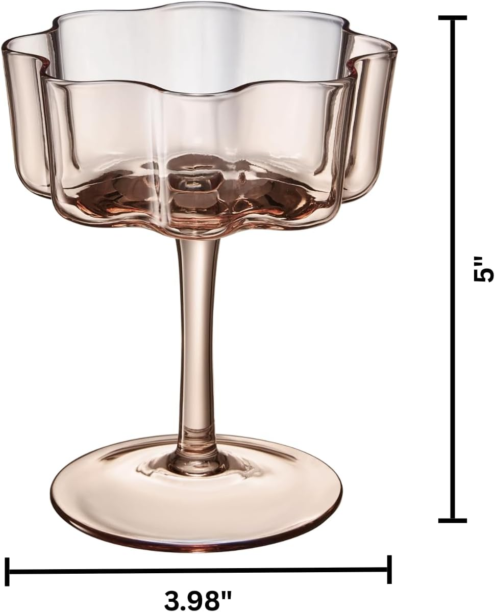 Venus Glasses Ribbed Champagne & Cocktail Glasses, Set of 6
