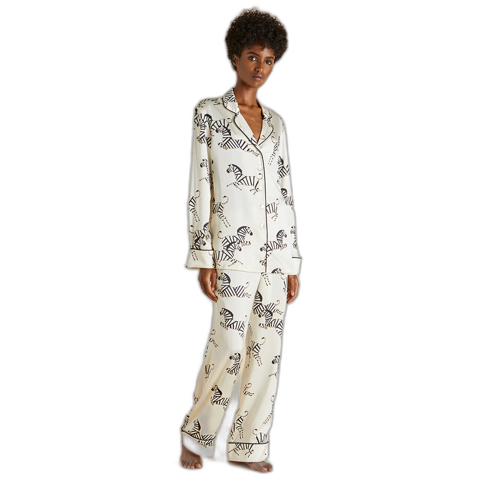 Olivia von Halle Lila Zebedee Ivory Zebra Silk Pyjamas