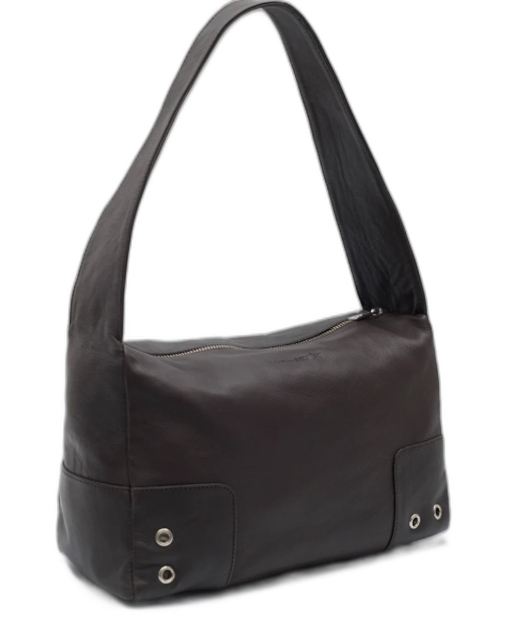 Paloma Wool Clara Leather Shoulder Bag — Dark Brown