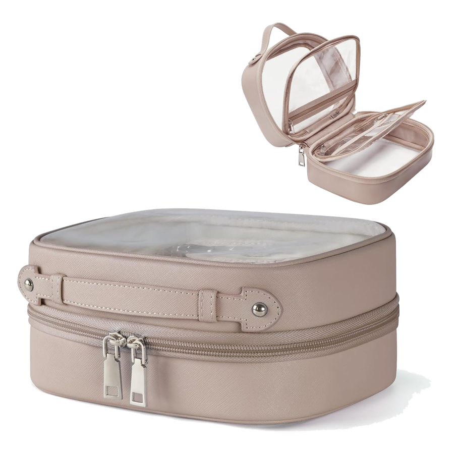 Medium clear structured cosmetics case travel gift for women