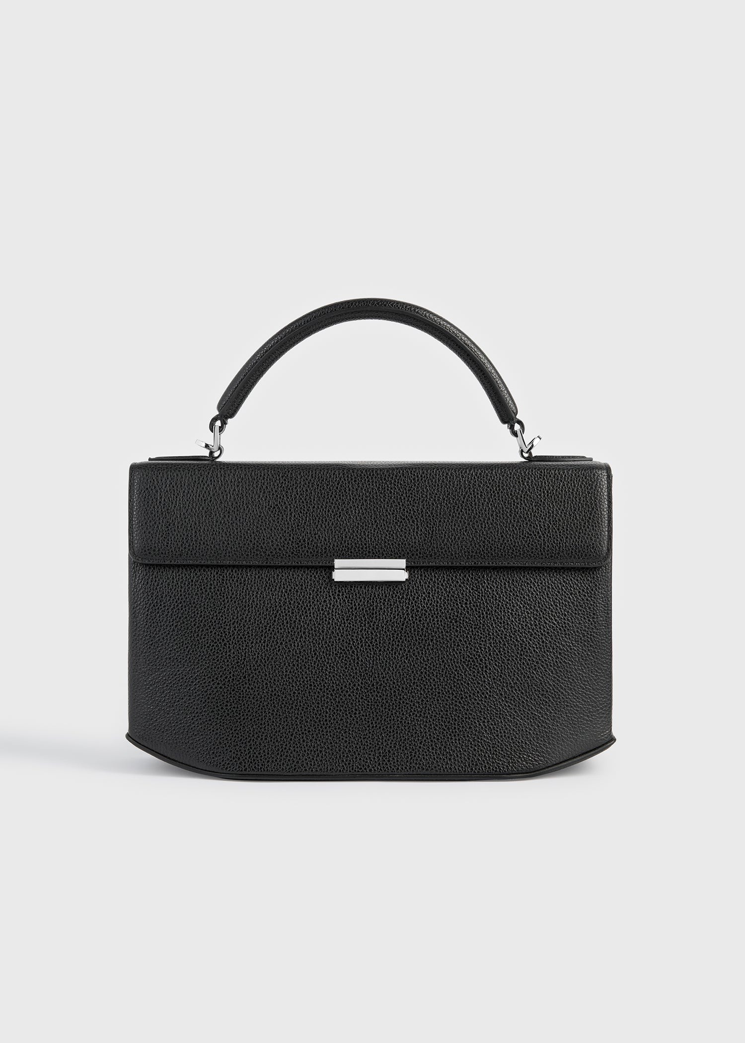 TOTEME Clip Grained-Leather Top Handle — Black