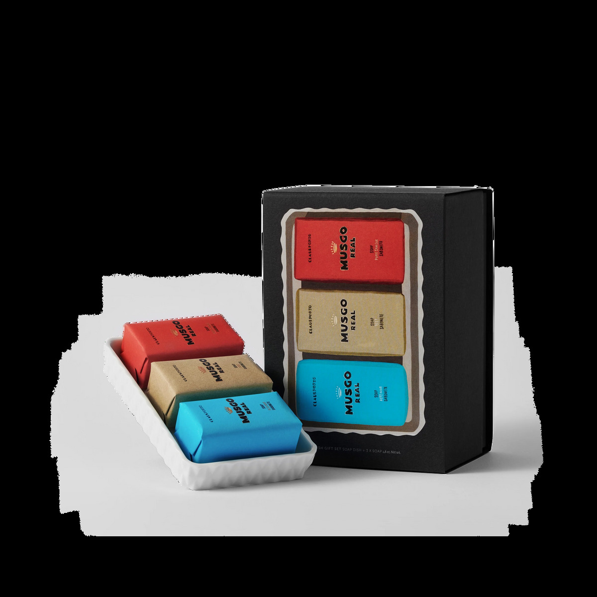Claus Porto Gift Set Soap Dish & Musgo Real Mini Soaps