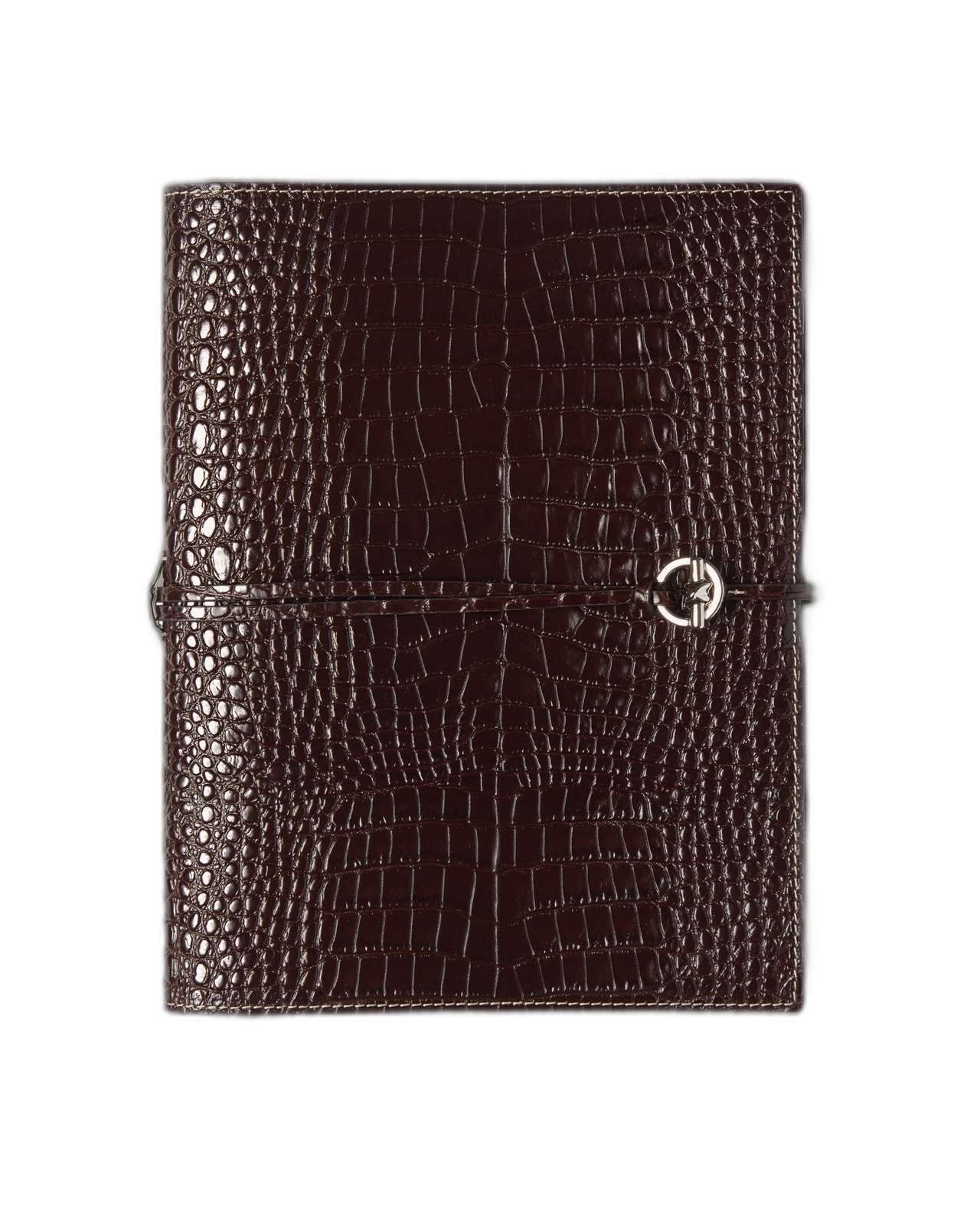 Mémoire Devon Croc-Embossed Leather Notebook — Chocolate / Grand