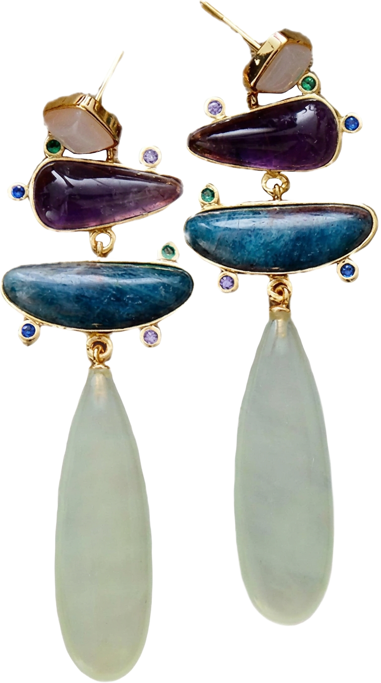 Yomisa jade and amethyst drop earrings gift for her