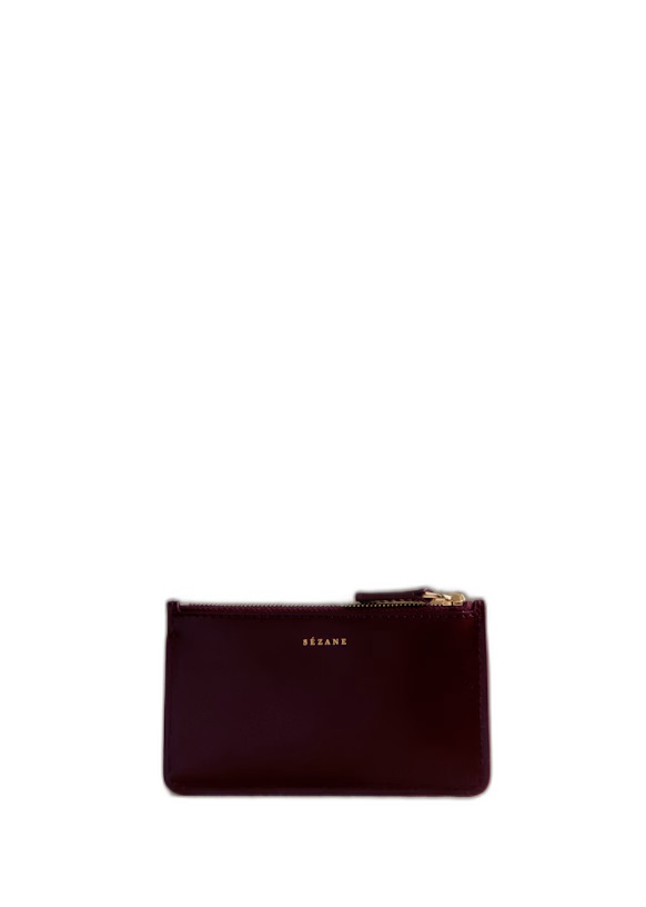 Sézane Alfred Large Card Holder — Glossy Burgundy