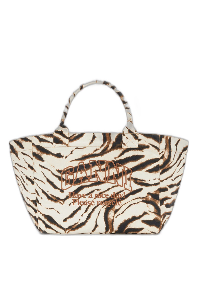 GANNI Tote XXL in Zebra — Egret