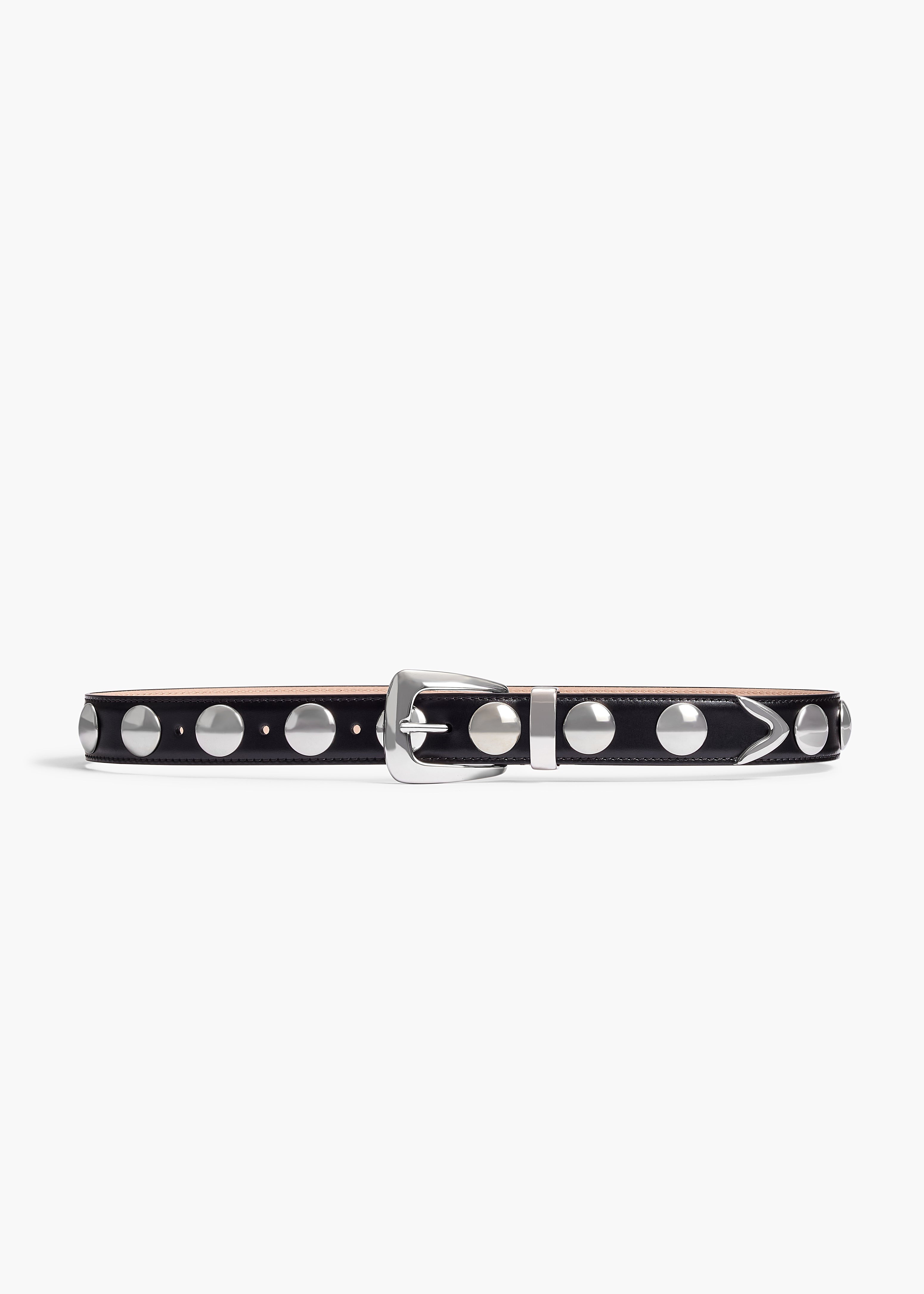 KHAITE Benny Belt with Studs — Black / Silver