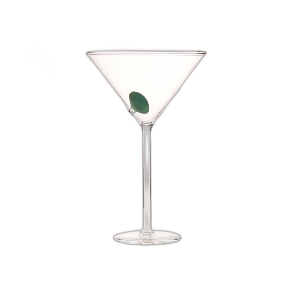 Maison Balzac Martini Glass with Glass Olive — Clear glass with olive