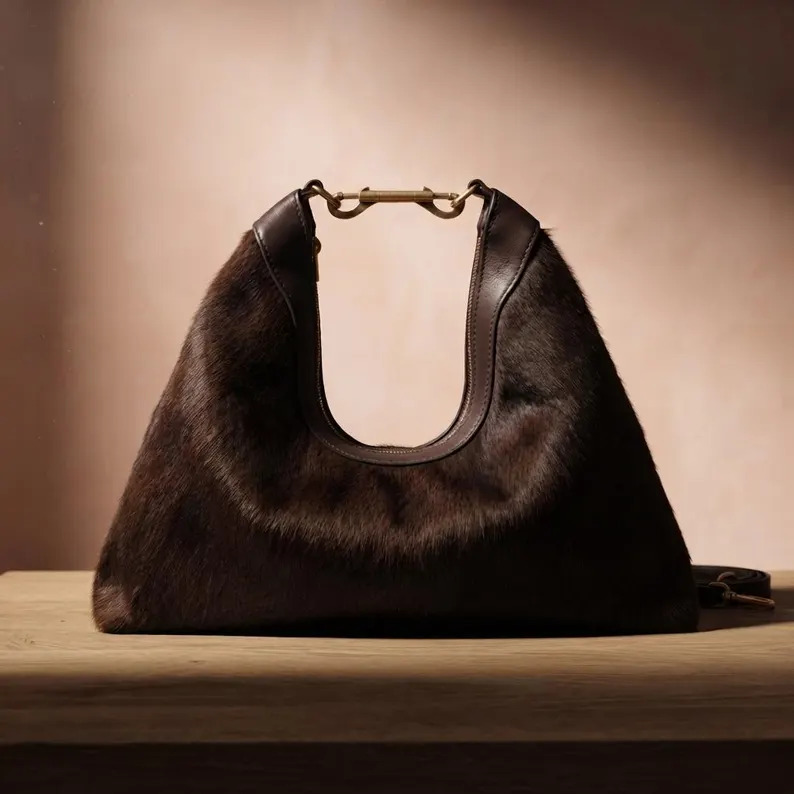 Anya Misbah Pony Hair Leather Hobo Bag