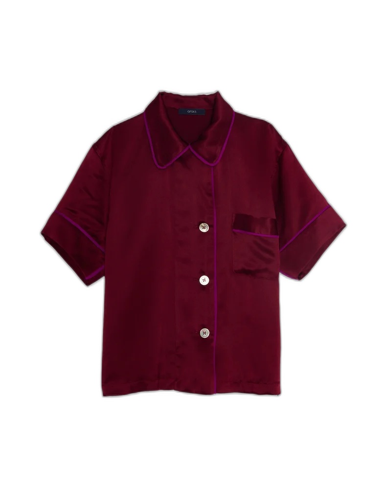 Araks Shelby Silk Pajama Top — Garnet Red — Mauve
