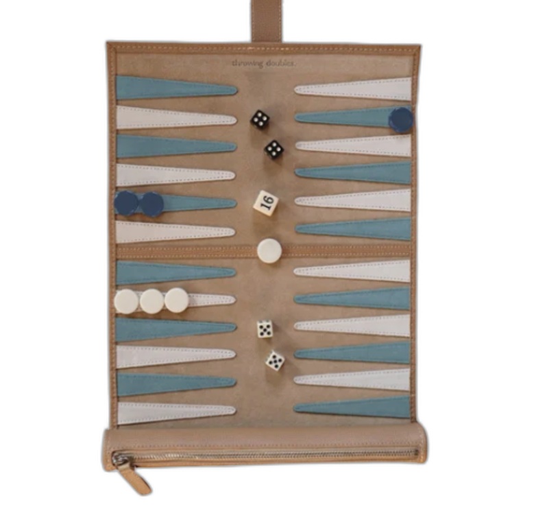 Throwing Doubles Leather Travel Backgammon Board