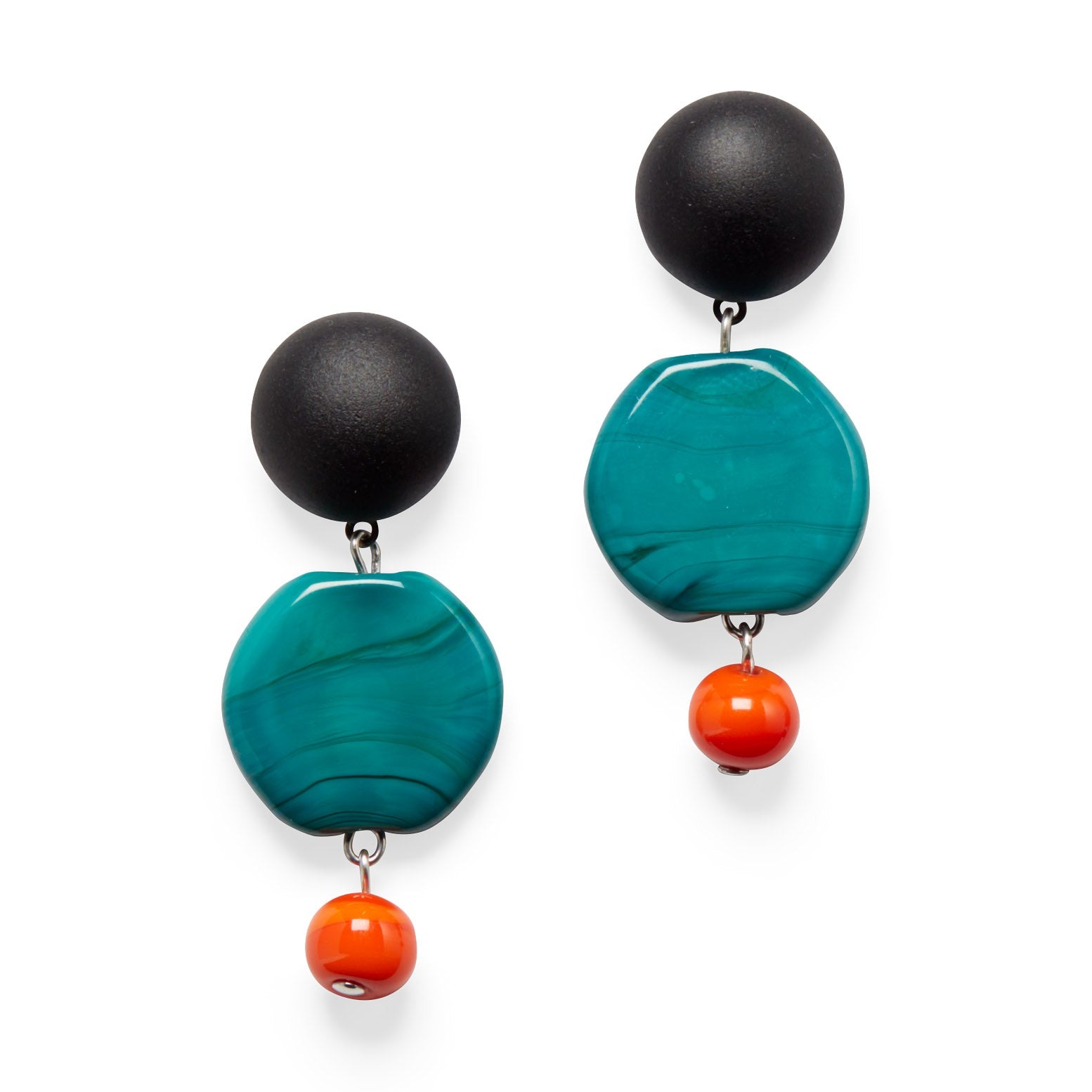 Marina & Susanna Sent Murano Drop Earrings — Turquoise / Black