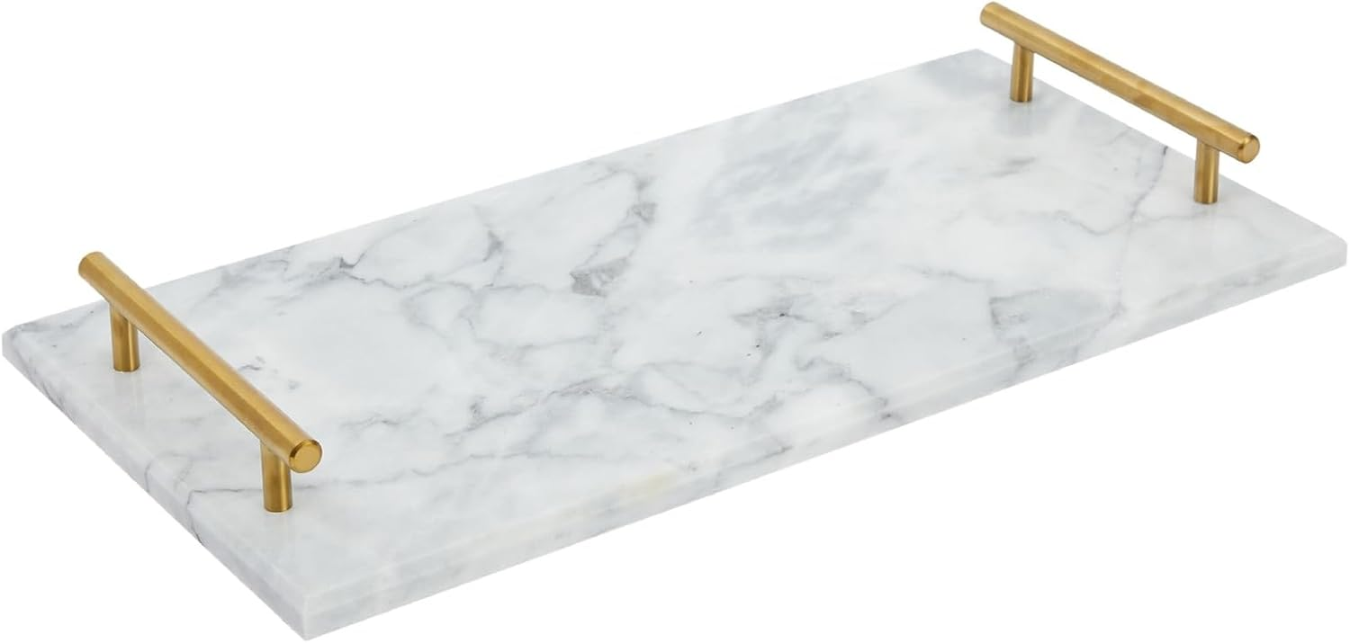 Juvale Marble Serving Tray with Gold Handles