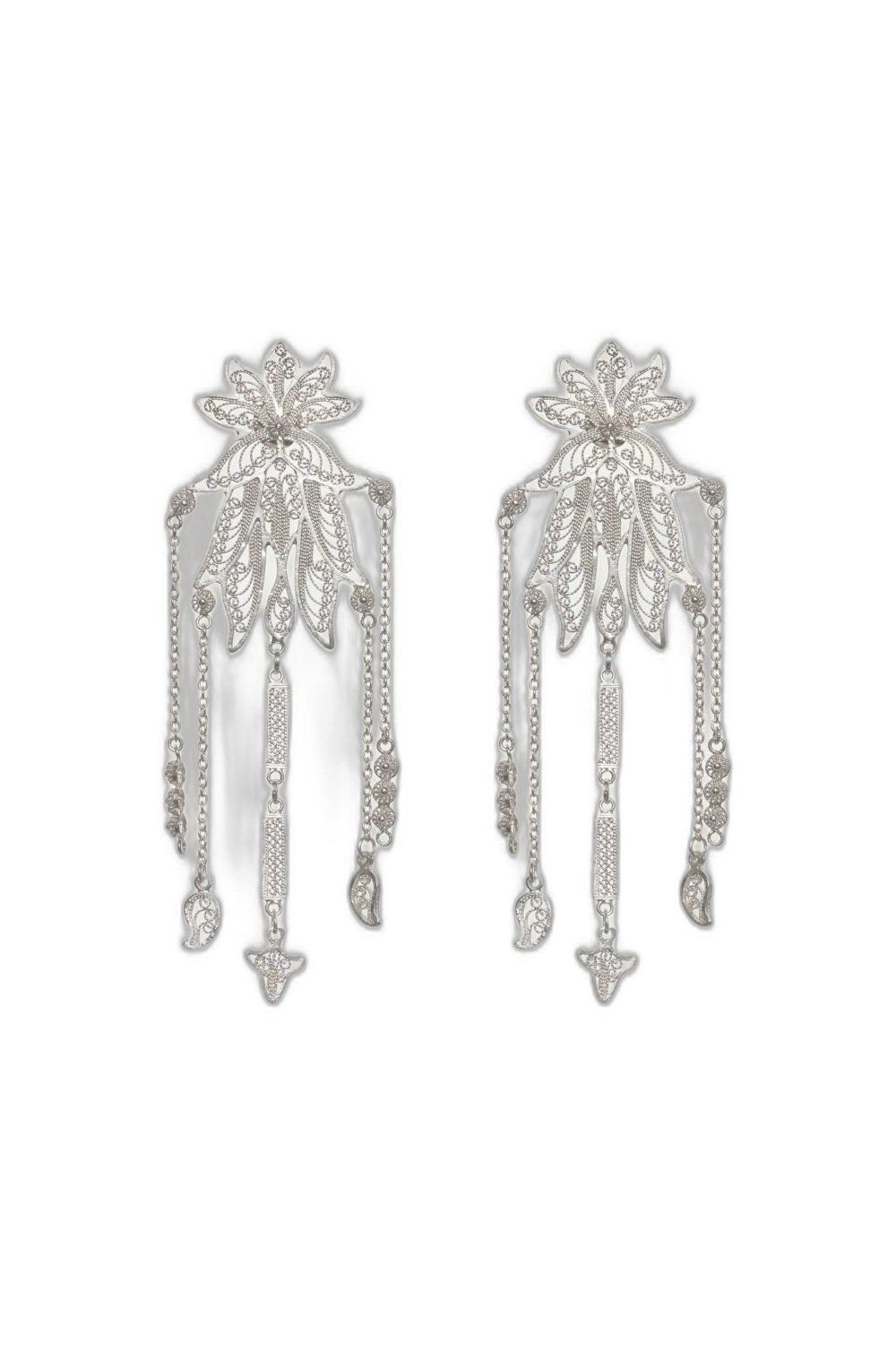 Johanna Ortiz × Mallarino Celestial Swing Filigree Earrings — Silver