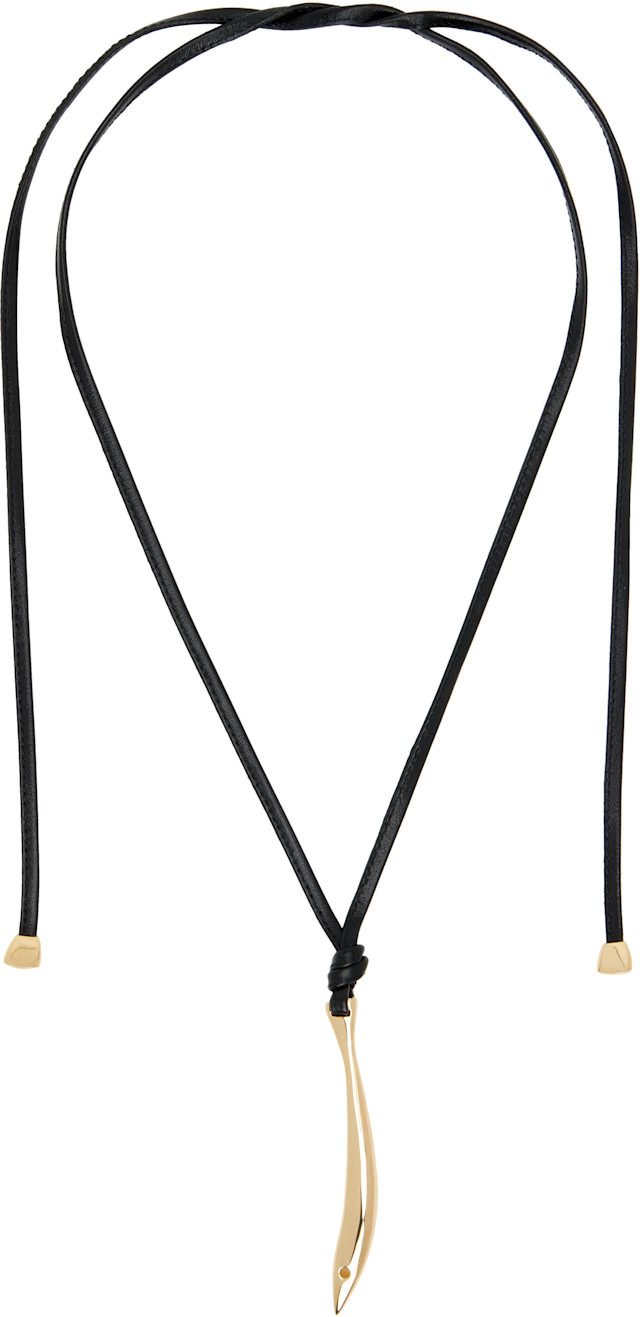 Bottega Veneta Sardine Leather Necklace — Black