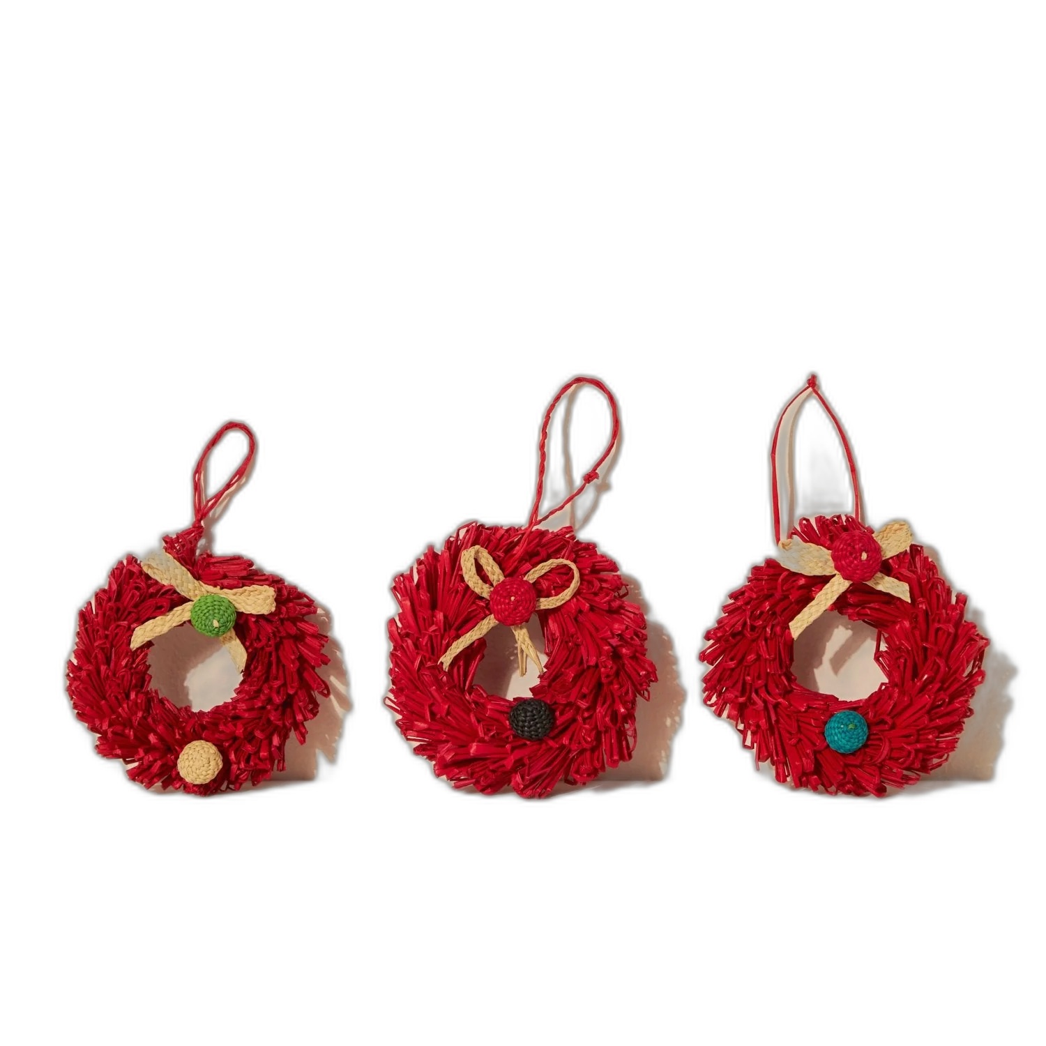 Goodee / Jipi by Ames Corona Woven Palm Ornament — Red; artisanal variation