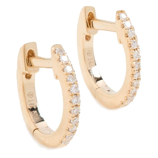 By Adina Eden 14k gold diamond huggie hoop earrings luxury gift for women