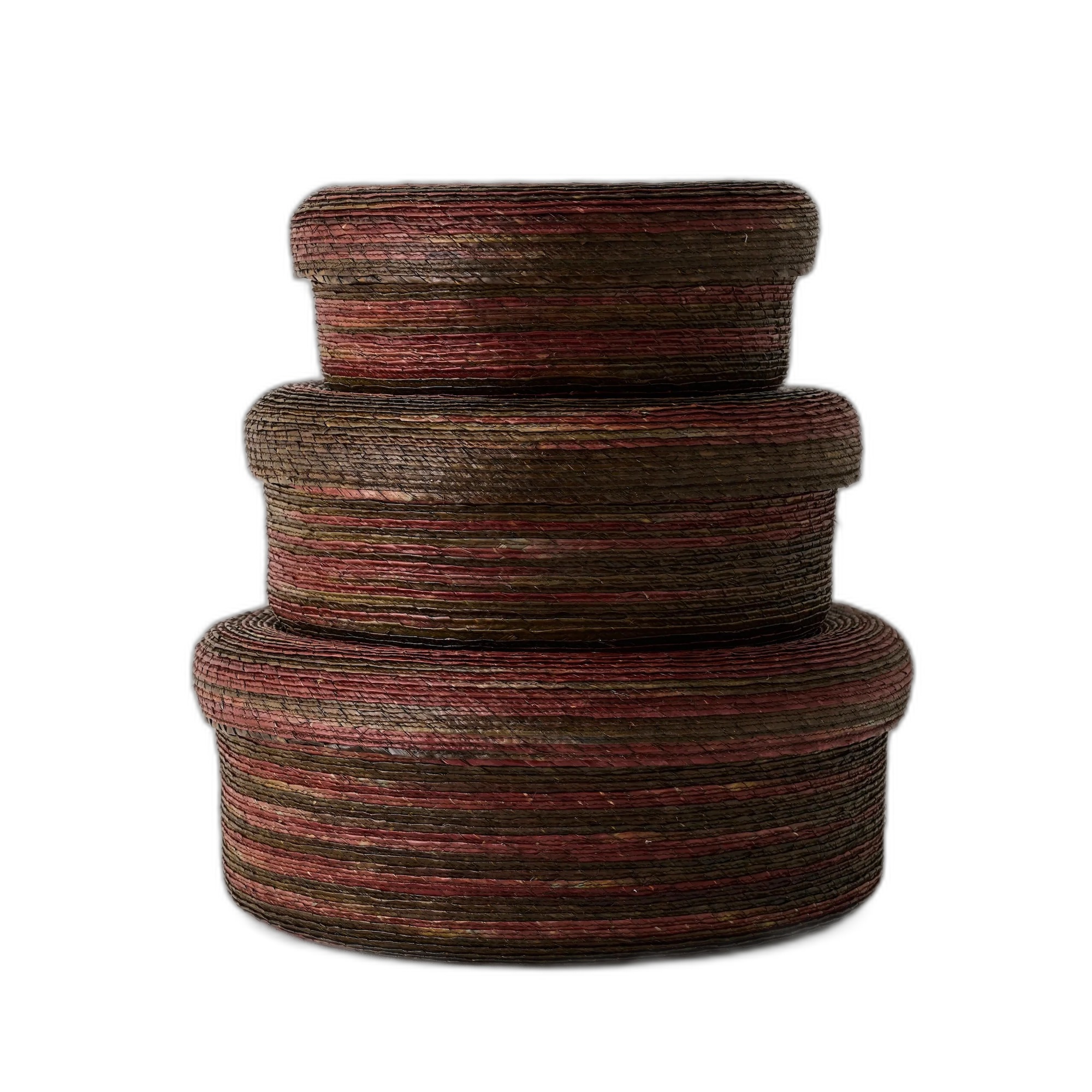 Makaua Short Woven Lidded Storage Basket — Natural, small